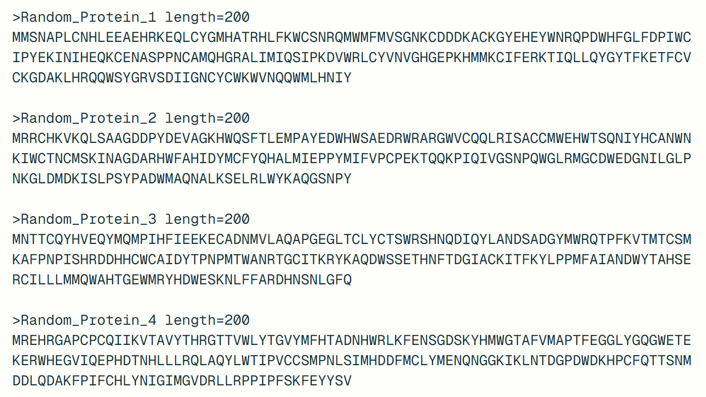 Random protein generator (FASTA generator) example image