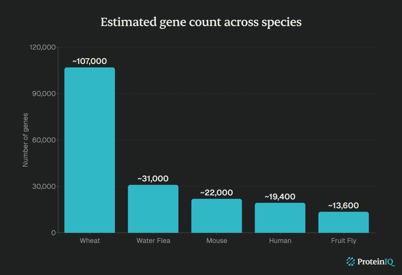 Estimated gene count across species