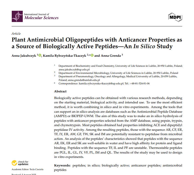Anticancer plant peptides profiled with ProteinIQ