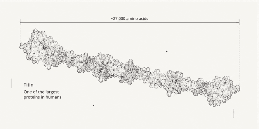 Illustration of titin, a large human muscle protein.