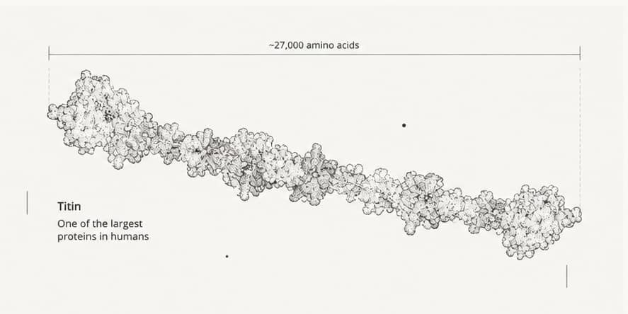 Illustration of titin, a large human muscle protein.